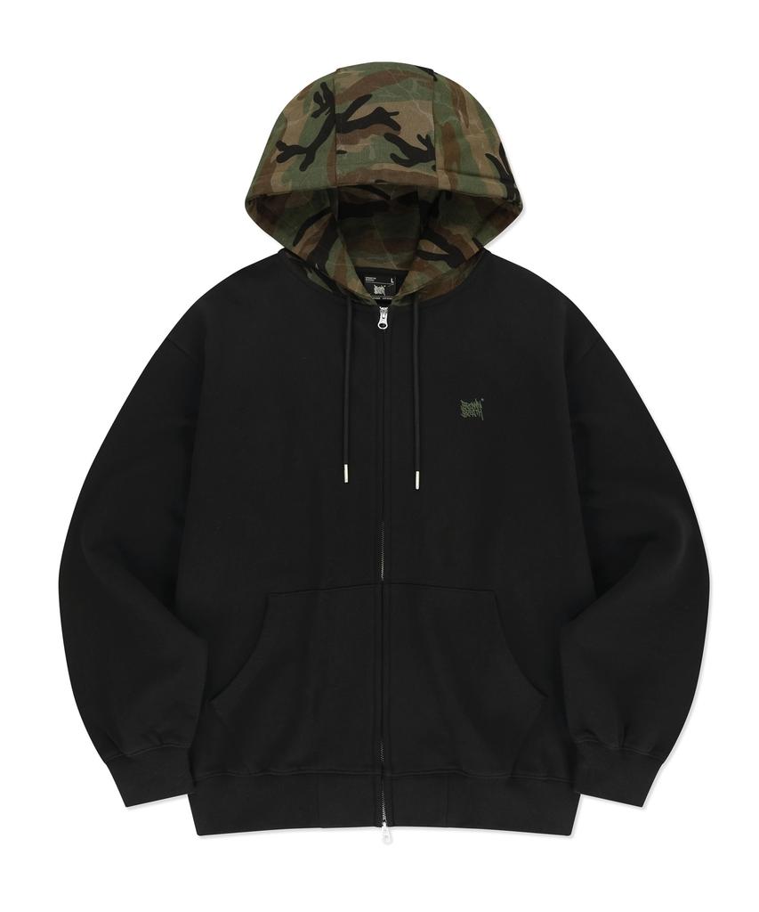 Brownbreath Tag Camo Block Hood Zip Up - Black