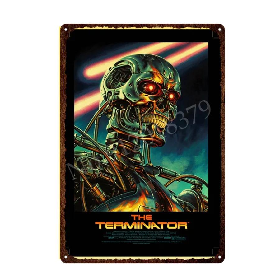 Der Terminator Film Metallposter T-800 Arnold Schwarzenegger Eisenmalerei Heimwandkunst Dekorative Plakette Blechschild 30x40cm 20x30cm（7.8x11.8inch） black