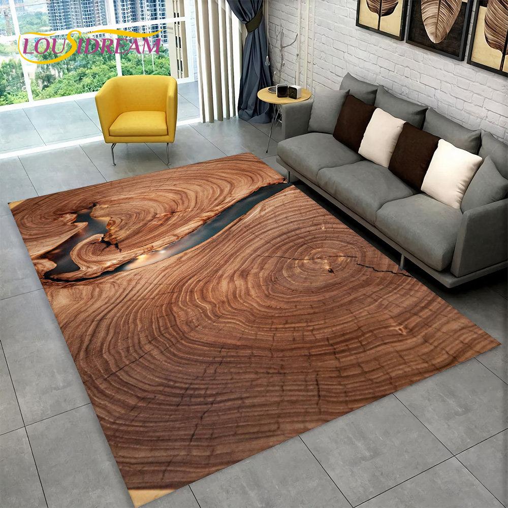 3D Wood Grain Retro Area Rug Large,Carpet Rug for Home Living Room Kids Bedroom Sofa Doormat Decor,Kitchen Non-slip Floor Mat