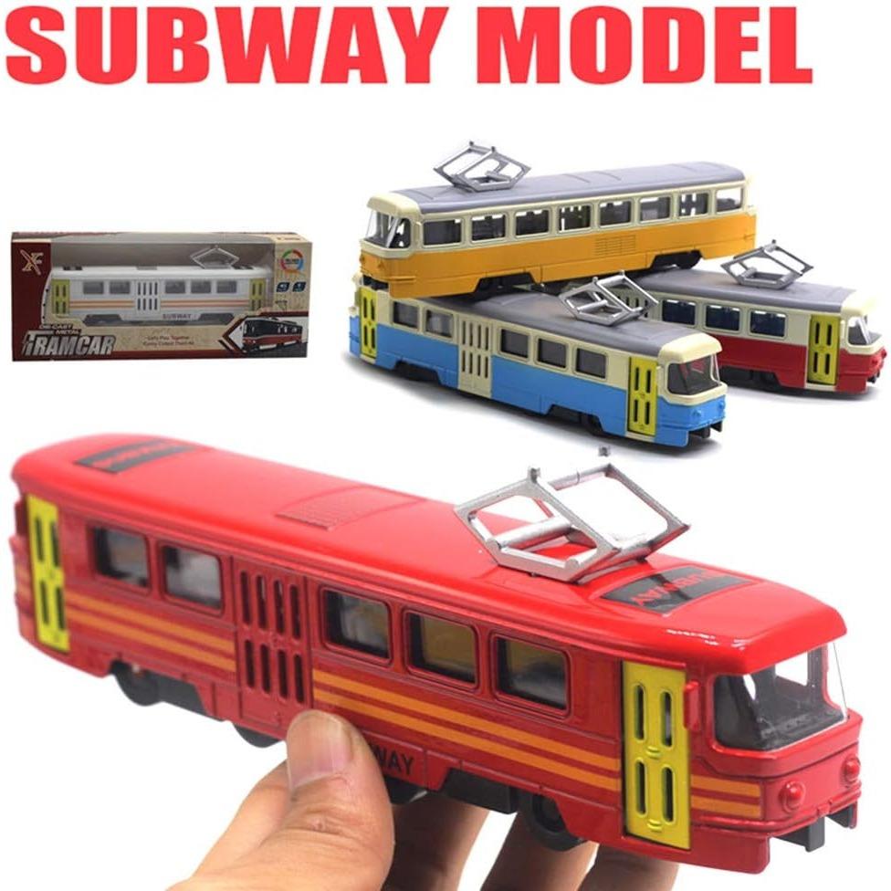 1/90 City Bus Train Tram Diecast Pull Back Model W/LED Music Developmental Car Toy