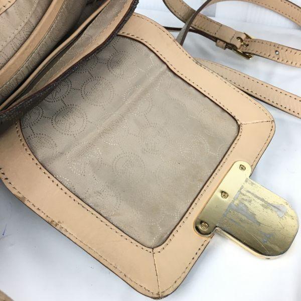 MICHAEL KORS Genuine Leather MK Signature Shoulder Bag Brown Small Size Women(USED)