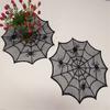 Round Spiders Webs Laces Placemat Soft Polyester Cobwebs Table Mats for Dining Ambiances