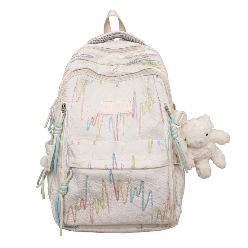 

Летний новый рюкзак в японском и корейском свежем лесном стиле, повседневный, студенческий, импрессионистская сумка через плечо One shoulder (32*14*32cm) белый