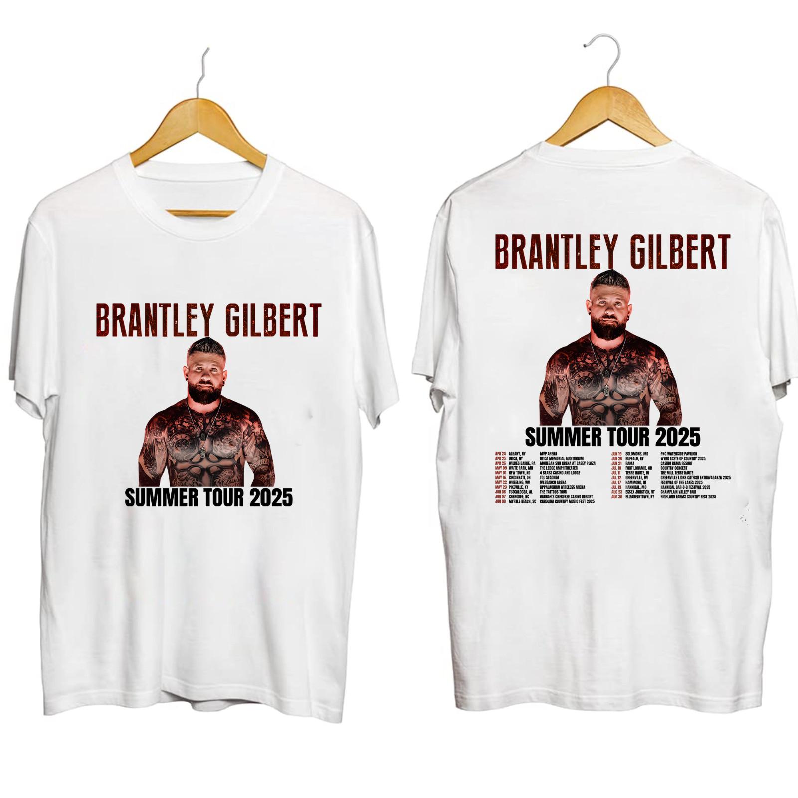 Brantley Gilbert Summer Tour 2026 Shirt White Color FAn Gift All Size S-4XL XXXL
