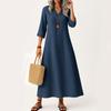 Elegant Long Boho Beach Maxi Dress For Women V Neck 3 4 Sleeve Summer Dress