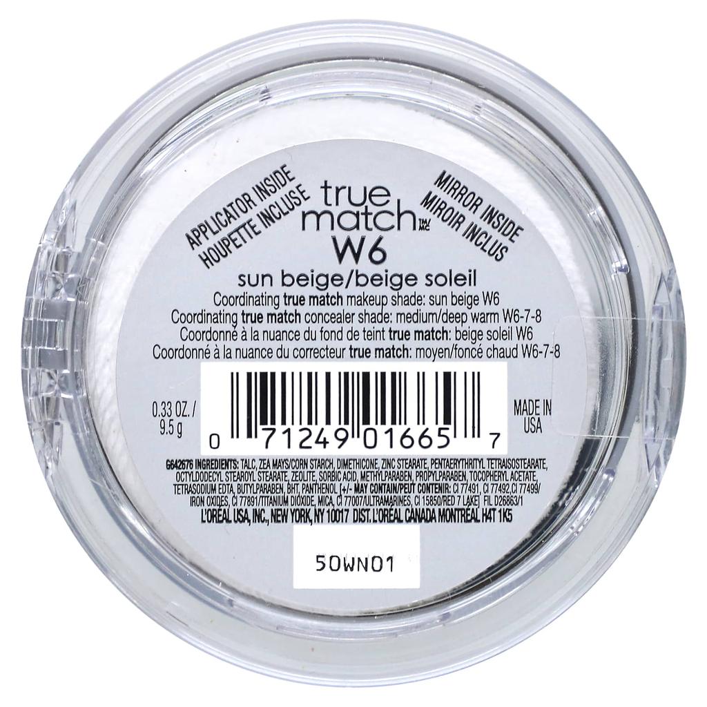 L'Oréal, True Made, Super Blendable Powder, W6 Sun Beige, 9.5g, 0.33oz