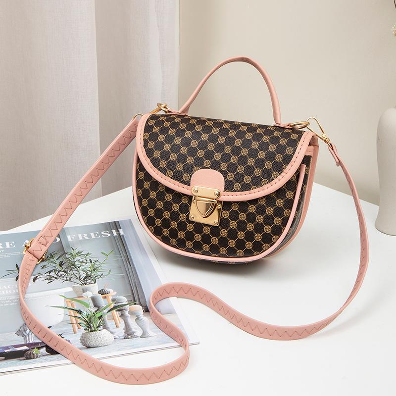 Rhombus embroidered thread women's shoulder shell bag, a new fashionable and simple polka dot printed messenger bag