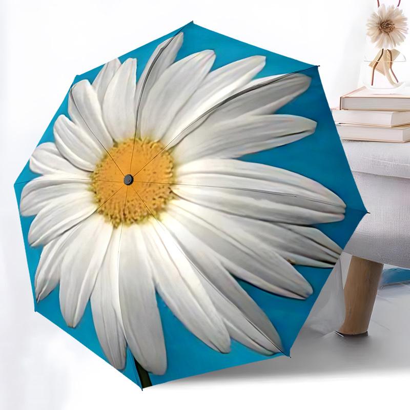 1pc Daisy Flower Folding Umbrella | Elegant Design, Fashionable Accessory, Durable Construction, Sturdy Ribs yy251107090