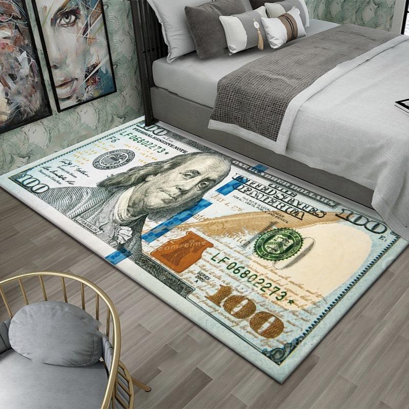 Creative Dollar Money Print Large Carpet Rug for Home Living Room Bedroom Doormat Decor Play Area Rug Carpet Non-slip Floor Mat