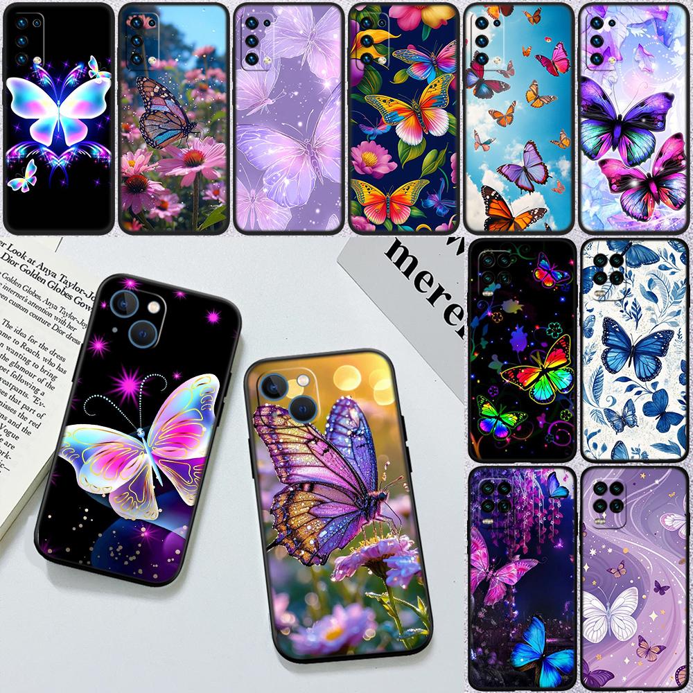 RA9 Colorful Butterfly Phone Case for Samsung Galaxy A11 A12 A13 A15 A52S A53 A55 A56 A70 A71 A72 A73 F06 F16 F56 S10 Plus S10e