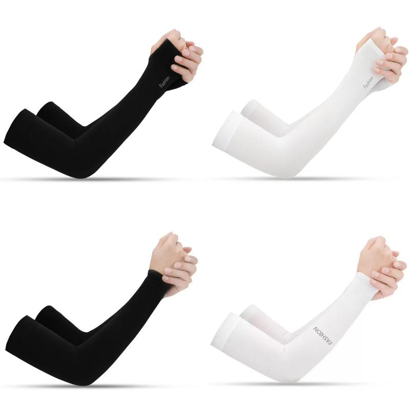 

1 Pair Summer Ice Silk Cooling Arm Sleeves UV Sun Protection Breathable Lightweight Covers for Outdoor Cycling Driving Sports Random -1pair