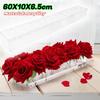 Rektangulär Vas Klar Akryl Blomsterarrangemang Vas Bordsdekorationer Bröllopsmittpunkt Heminredning 60x10x6.5cm