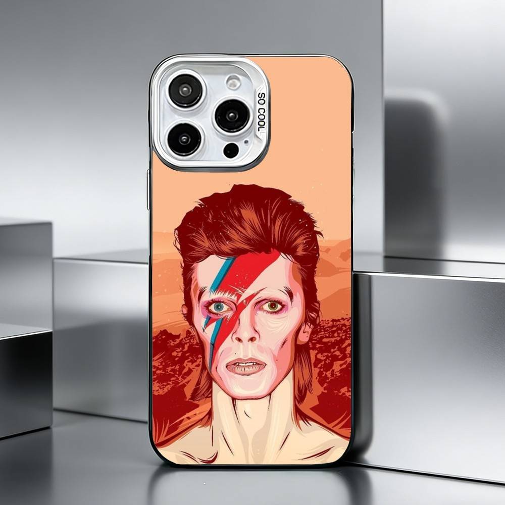Singer D-David B-Bowie Phone Case For iPhone 17,16,15,14,13,12,11 Plus,Pro Max,XS,Colored silver phone case