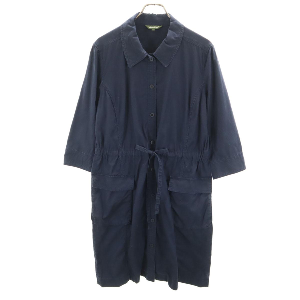 

Eddie Bauer Linen Blend 7 minutes sleeve Shirt dress PL Navy Women Used
