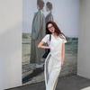 Kadın Slim Fit V Yaka Bambu Pamuk Kısa Kollu Yazlık Üst