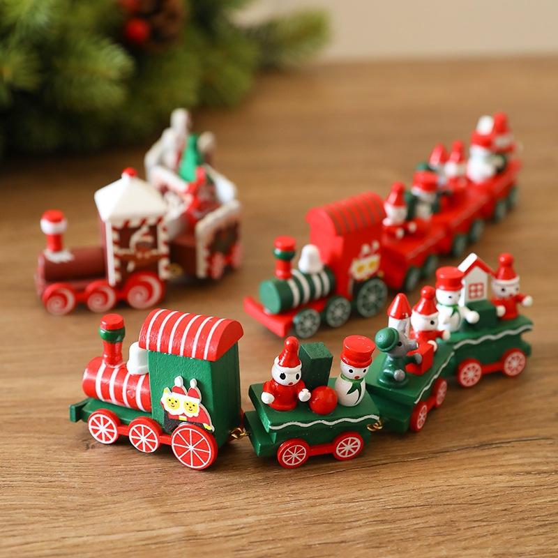 Christmas Wooden Train Sculpture Merry Christmas Decorations for Home 2026 Xmas Ornament Navidad Noel Gifts New Year Gifts