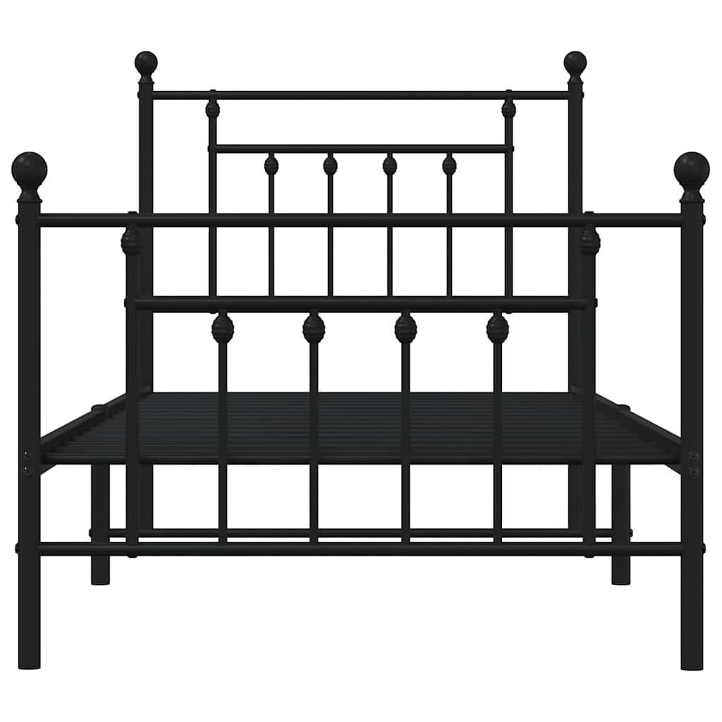 vidaXL Bettgestell mit Kopf- und Fußteil Metall Schwarz 90x190 cm