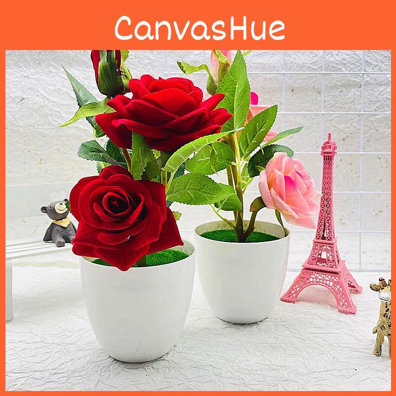 Flower Elegant Artificial Rose Potted Plant Bonsai For Home Celebration And Gift