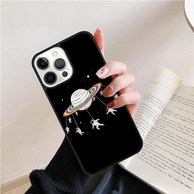 Starry Space Moon Astronaut Aesthetic Phone Case Cover for iPhone 17 Air 16 15 14 13 11 12 Pro Max Plus Coque