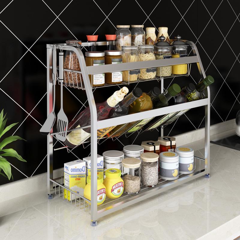 Multifunktionales Küchen-Gewürzregal und Aufbewahrungsorganisator aus Edelstahl 304