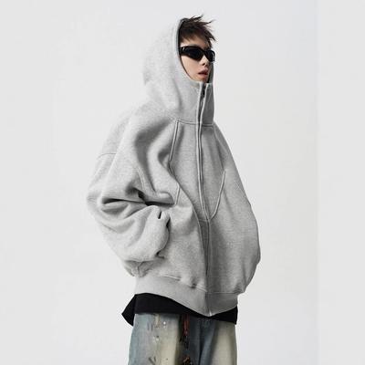 Kabát s kapucí Pánský Zimní Designový Svetr High Street Plus Sametová Pár Mikina