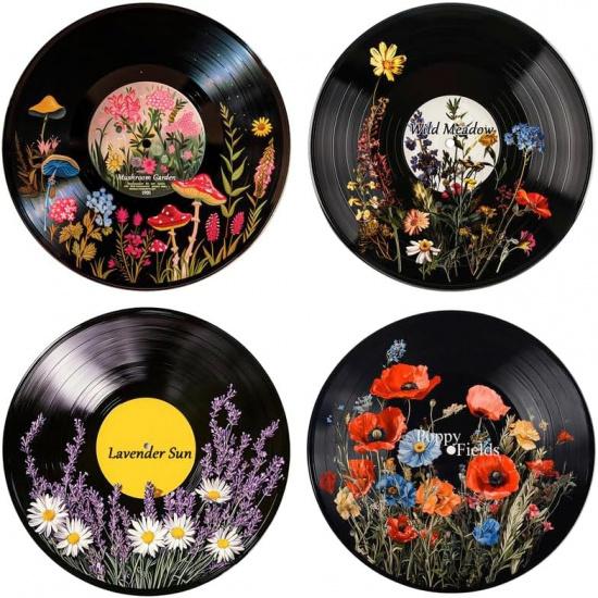 Bimkole Hippie Decor, Wall Aesthetic Records Vintage Ornament, Posters for Room Aesthetic - Record Theme for Bedroom Living Room Art Display Rock,