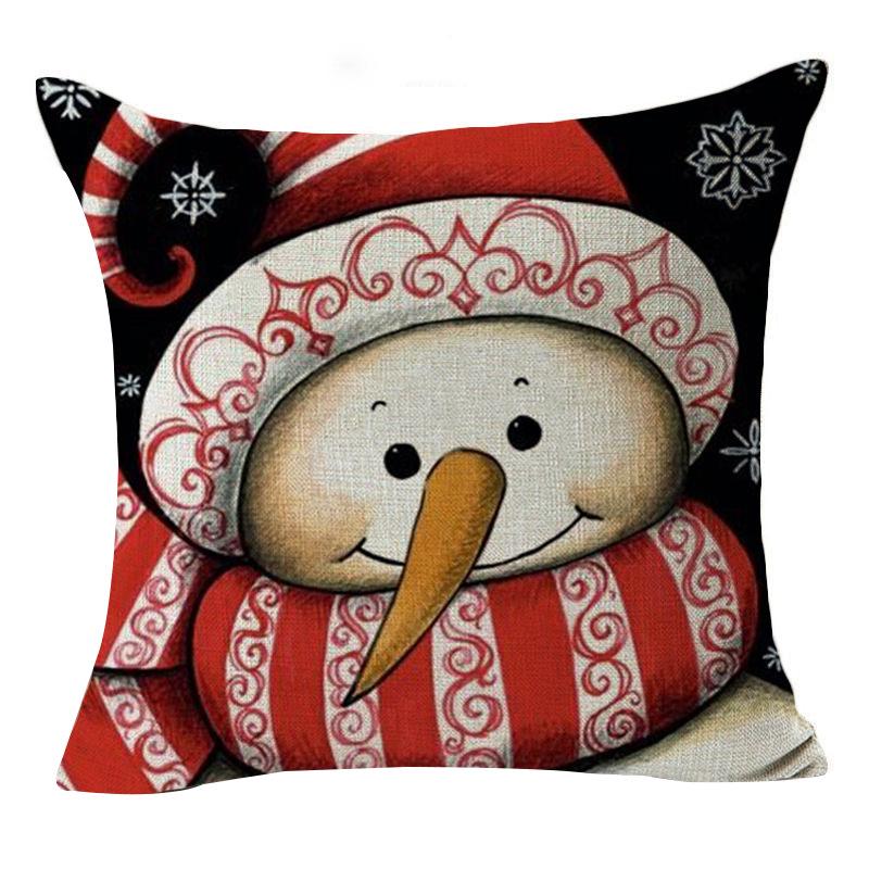 Christmas Merry Christmas Snowman Linen Pillow Case Office Cushion
