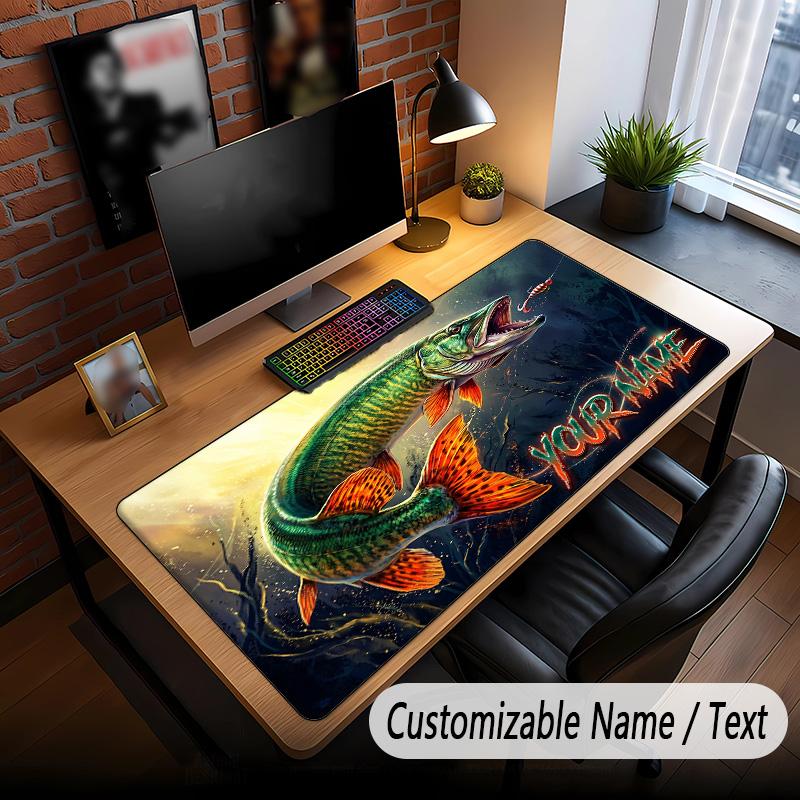Fish Ocean Theme Custom Mouse Pad Personalized With Name Text Customized Desk Mat For Office Home Decor
