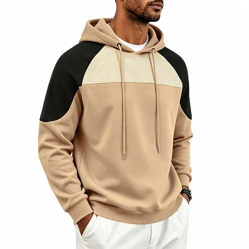 Autumn Winter Heavyweight Hoodie Men Patchwork Knitted Hooded Sweatshirt Loose Casual Pull On Hoodies Man Streetwear Sweatshirts