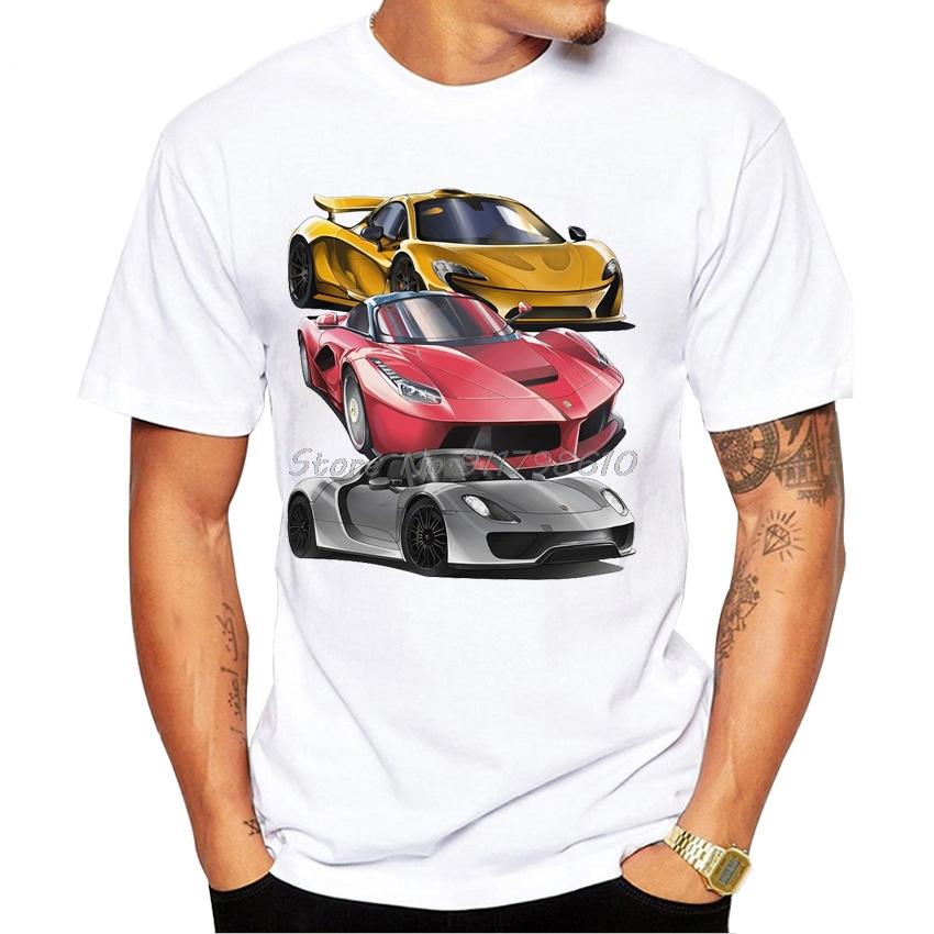Funny Rainbow RWB Car Print T-Shirt Vintage Summer Men Short Sleeve Old 993 Hypercars Classic White Casual Tops Hip Hop Boy Tees