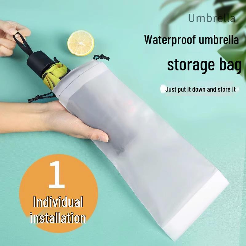Large Waterproof Drawstring Umbrella Storage Bag, Semi-Transparent for Outings or Car Use