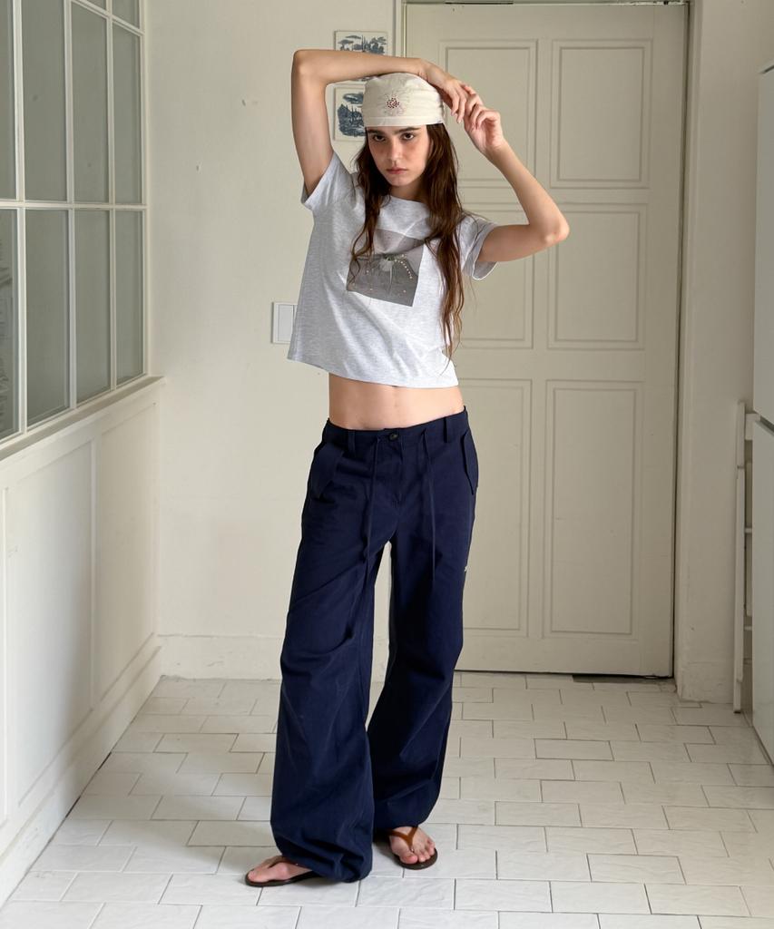 Toabe Sunlit Cotton Wide Pants (Blue Navy)