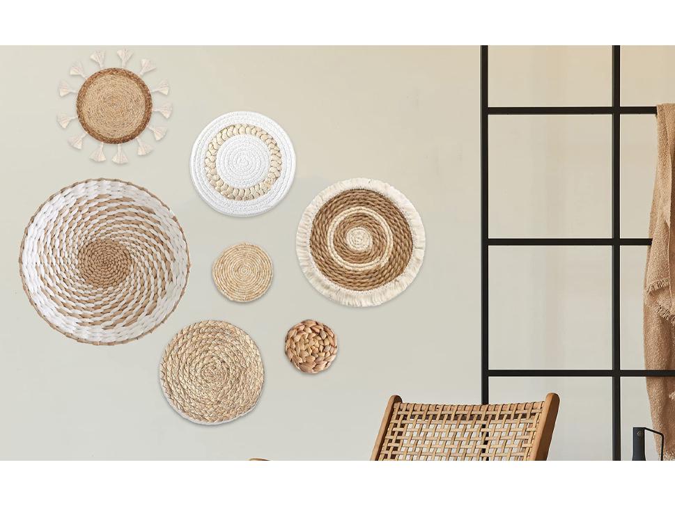 Handmade Rattan Wall Decor - Straw Woven Hanging Ornament for Living Room, Bedroom, or Restaurant Background