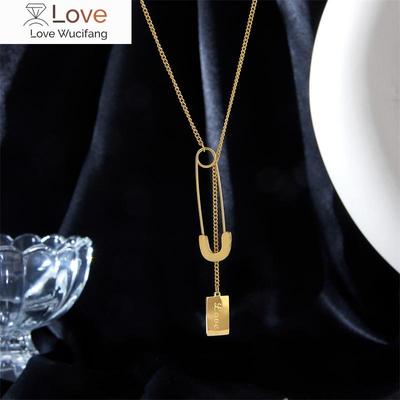 Stainless Steel New Gold Color Pin Necklace For Women Thin Pendant Accessories  Trend Gift Fashion Jewelry Collier