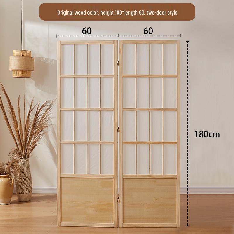 Retro Solid Wood Folding Screen Divider for Living Room and Bedroom
