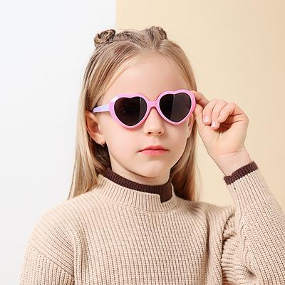 Latest Stylish Kids Sunglasses Heart-shaped Baby Sunglasses Sunshade Children Silicone Sunglasses 23070 Durable