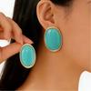 Ellipse Design Resin Stud Earrings Matte Metal Oval Earrings Party Jewelry  Women Jewelry