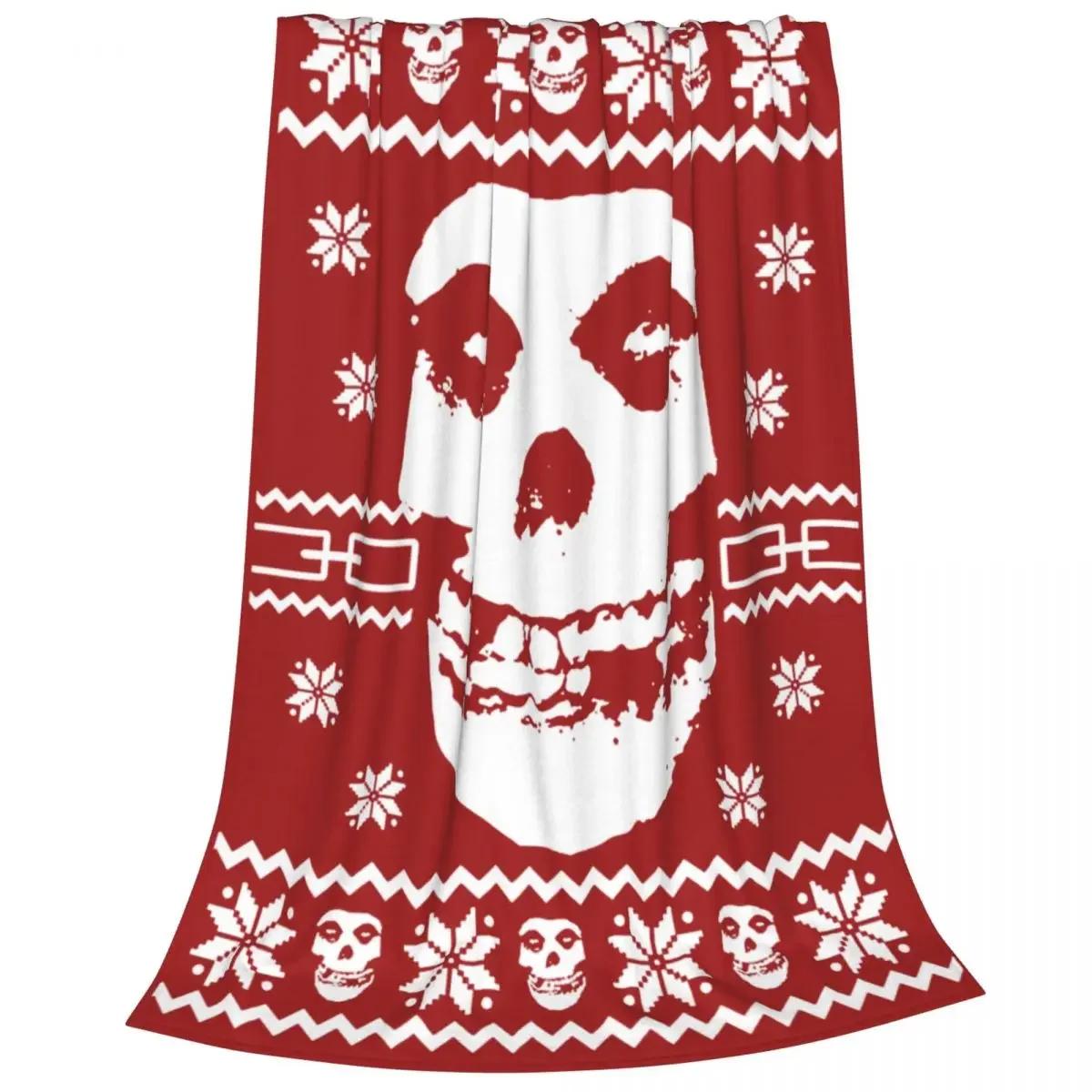 

Misfits Christmas Jumper Blankets Crimson Ghost Punk Flannel Funny Breathable Throw Blanket for Home Summer sumikko gurashi 75x90cm