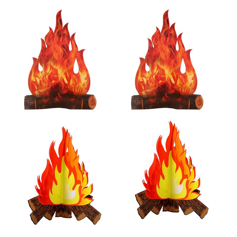 2/4 PCS 3D Fake Campfire – Safe Artificial Flame Decor for Indoor Camping, Bachelorette Parties, Photo Props & Classroom Events