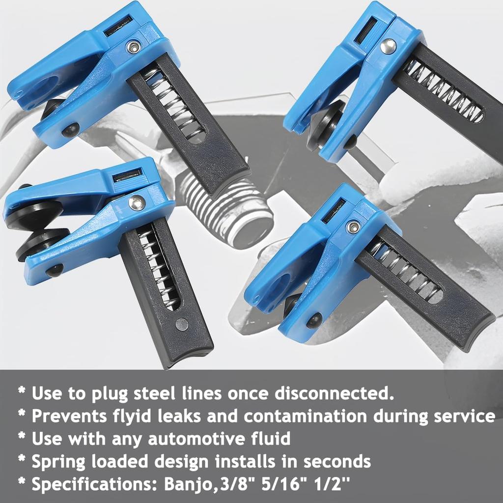 Car Brake Oil Pipe Plug, 4PCS Vehicle Automatic Fluid Line Stop Clamp Set, Prevent Oil Spills Automotive Brake Tubing Nozzle Hose Clamp Tool,