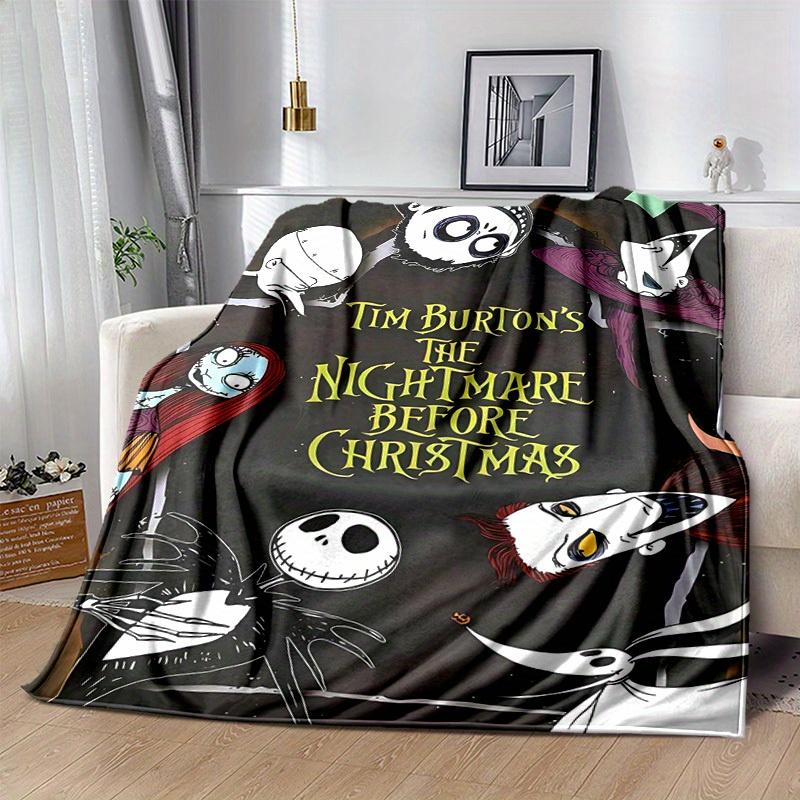 1pc, Tim Burton's The Nightmare Before Christmas Home Decor Gift Flannel Blanket for Bedroom, Living Room, Travel, Camping, Car