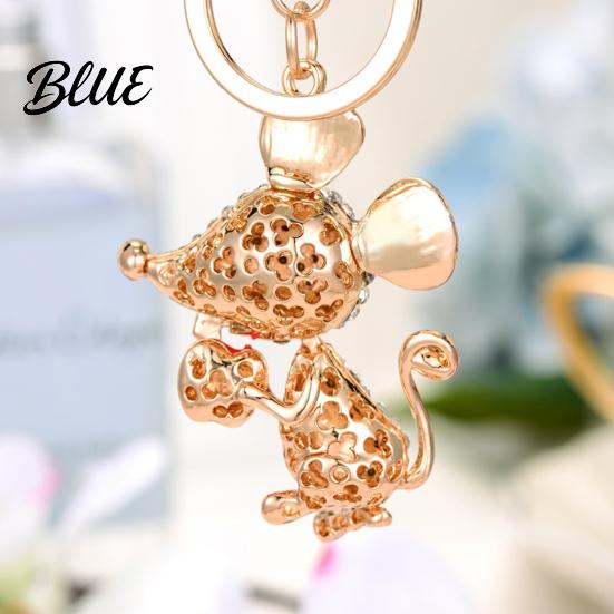 Enamel Rat Charm with Key Ring Cute Mouse Keychain Sparkling