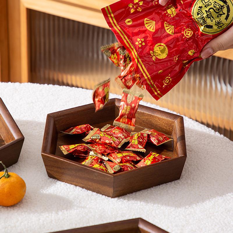 Solid wood star anise dried fruit box household light luxury nut tray snack candy place storage box pendulum