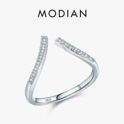 Modian 925 Sterling Silver Open Size Index Finger Ring For Women Classic Sparkling Wedding Engagement Luxury Fine Jewelry