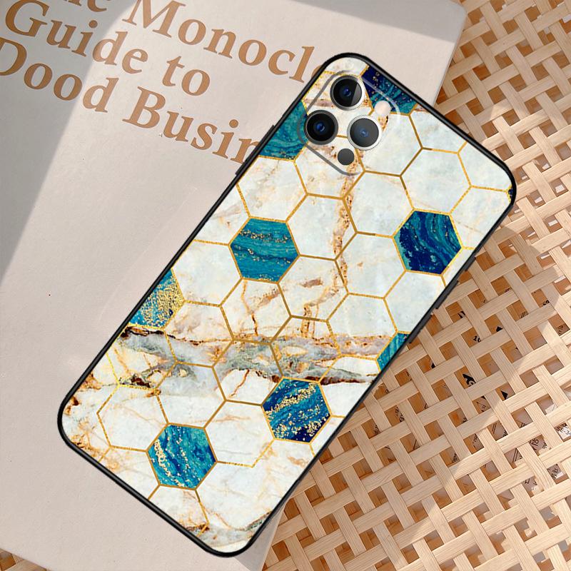 Marmor Geometrisches Handyhülle Für iPhone 17 Air 16 14 13 12 11 15 Pro Max 12 13 mini 15 16 Plus 16e Hülle Coque