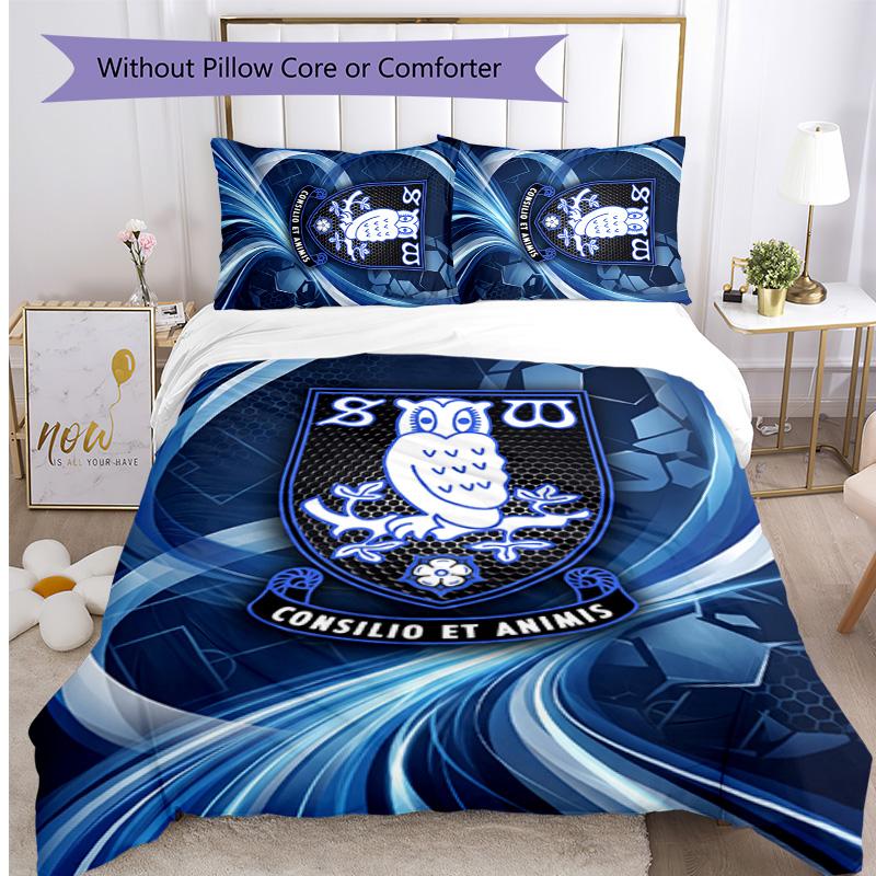 Sheffield Wednesday Football Printed 3 Pieces Bedding Set, Comfortable Skin Friendly Bedroom Duvet Cover Set