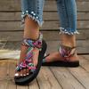 Summer Lightweight Non-slip Beach Sandals Cross Tied Patchwork Flat Sandals Women Outdoor Casual 36-43 Plus Size Women Sandals