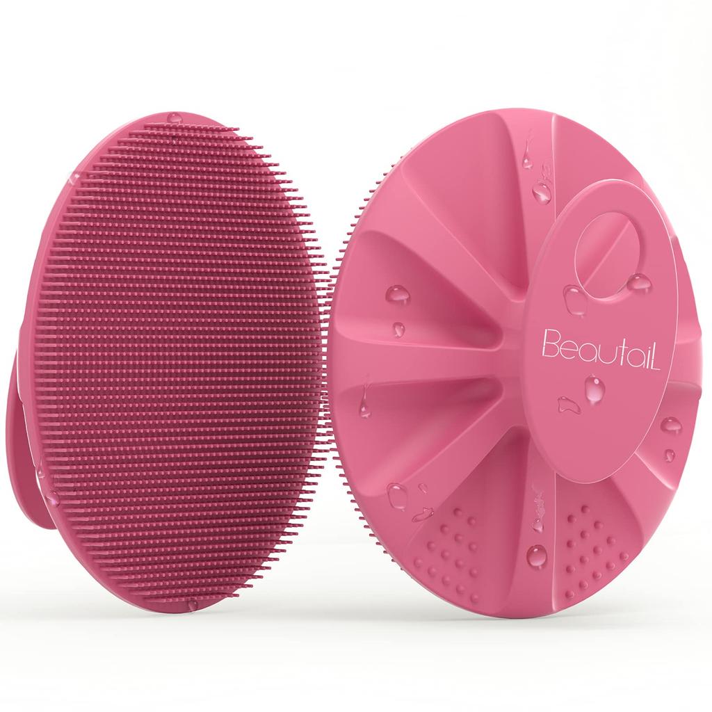 BEAUTAIL Silicone Body Scrubber for Shower and Gentle Suitable for and Sensitive Easy High 1 Pink Bath, Exfoliating, Cleansing, Loofah, Women, Men,