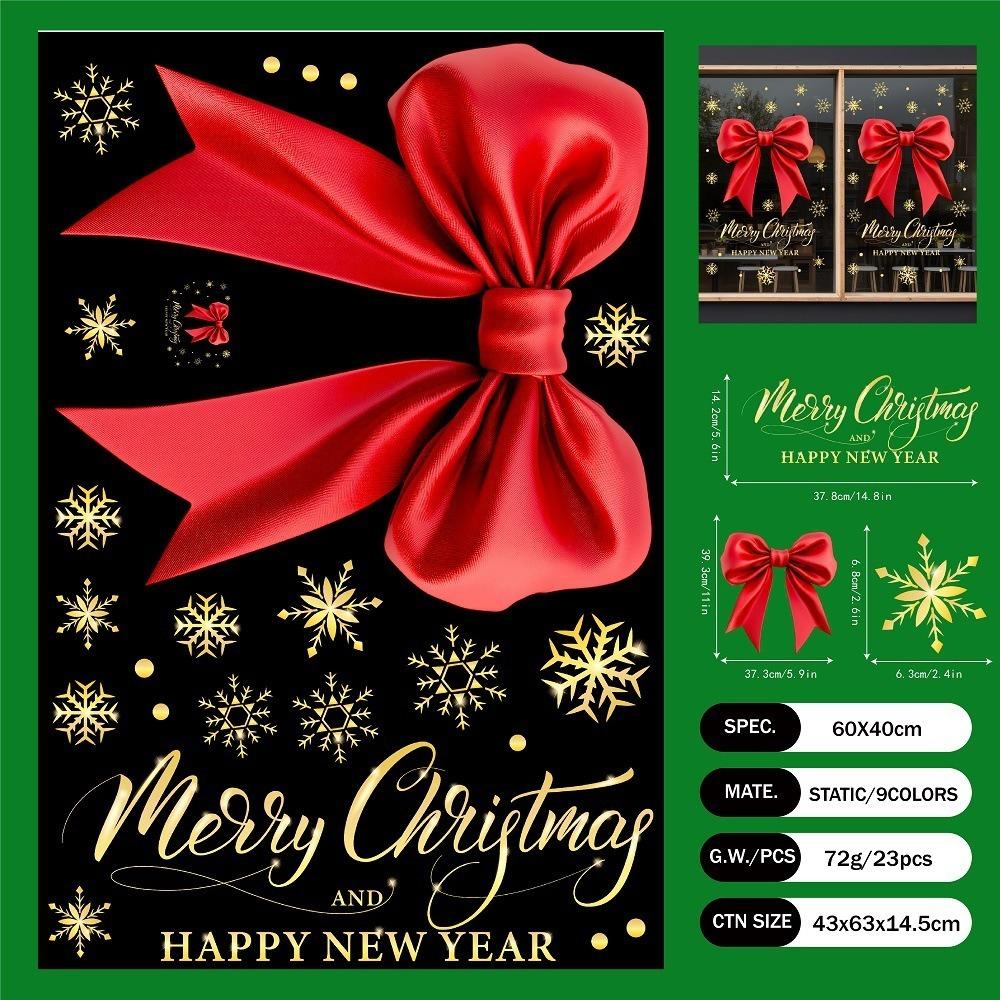 Santa PVC Christmas Window Stickers Reusable Electrostatic Xmas Wall Sticker Whole Sheet Christmas Window Decals Home Decor