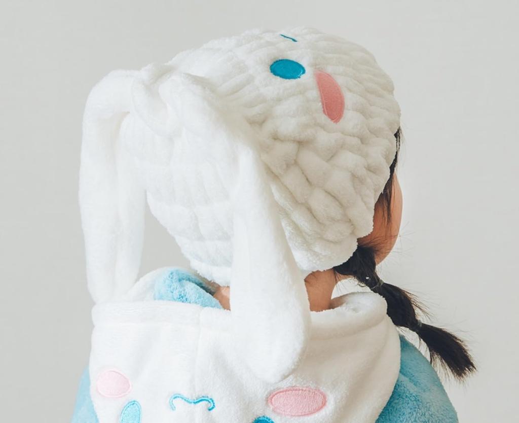 Skater Towel Hair Drying Sanrio Cinnamoroll for Boys and Girls TOC11-A Absorbent, Quick-Drying Cap, Towel, Design,